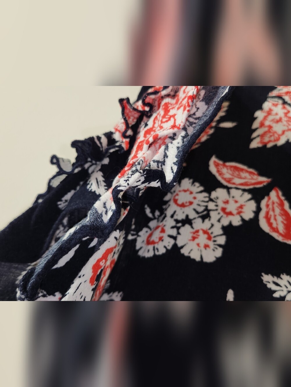 💙🧡Lane Bryant🧡💙 Navy Floral Short-Sleeve Ruffle Tee - Coral & White 20 - Picture 11 of 13